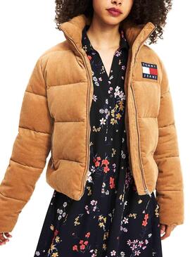 Veste Tommy Jeans Velours Côtelé Camel Pour Femme
