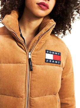 Veste Tommy Jeans Velours Côtelé Camel Pour Femme