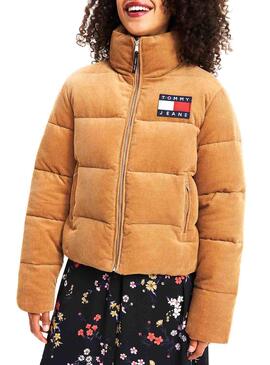 Veste Tommy Jeans Velours Côtelé Camel Pour Femme