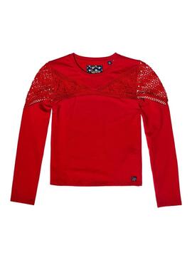 Top Superdry Zariah Lace Rouge Pour Femmes