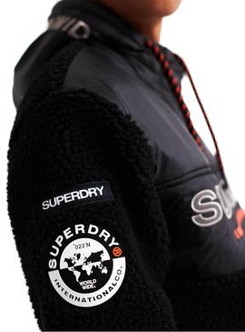 Sweat Superdry Sherpa Worldwide Noir Homme