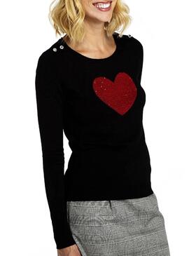 Pull Naf Naf Coeur noir  pour Femme