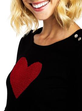 Pull Naf Naf Coeur noir  pour Femme