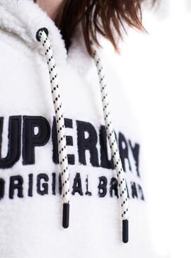 Sweat Superdry Kayla Sherpa Blanc Femme