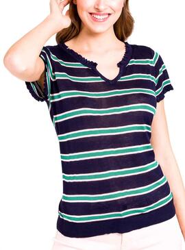 Pull Naf Naf Stripes Vert Femme