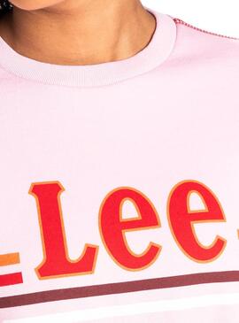 Sweat Lee Logo rose Femme