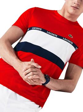 T-Shirt Lacoste TH8427 Rouge Homme