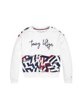 Sweat Tommy Hilfiger American Blanc Fille