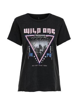 T-Shirt Only Lucy Wild Noir Femme