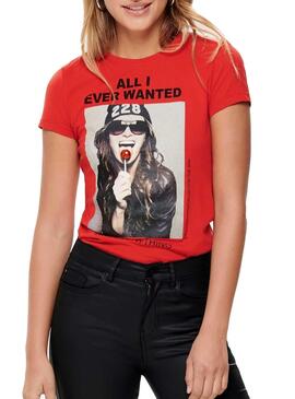 T-Shirt Only Pacey Rouge Femme