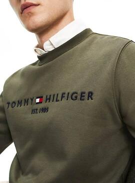 Sweat Tommy Hilfiger Logo Vert Pour Homme