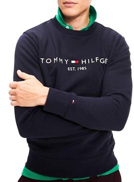 Sweat Tommy Hilfiger Marine Logo Pour Homme