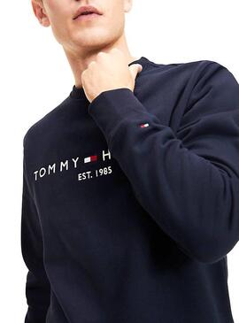 Sweat Tommy Hilfiger Marine Logo Pour Homme