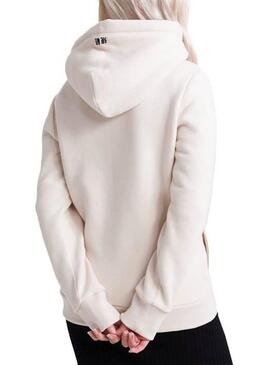 Sweat Superdry Applique Hood Beige Femme