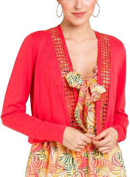 Veste Naf Naf Femme Découpée En Corail
