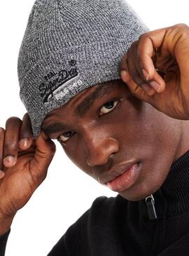 Bonnet Superdry Étiquette orange Gris Homme