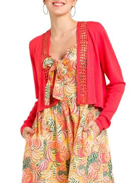 Veste Naf Naf Femme Découpée En Corail