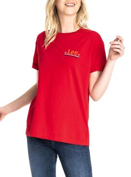 T-Shirt Lee Chest Logo Tee Rouge Femme