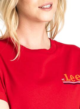 T-Shirt Lee Chest Logo Tee Rouge Femme