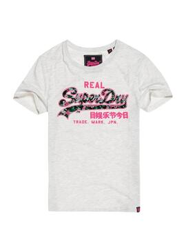 T-Shirt Superdry Vintage Logo Tropical Grey Femme