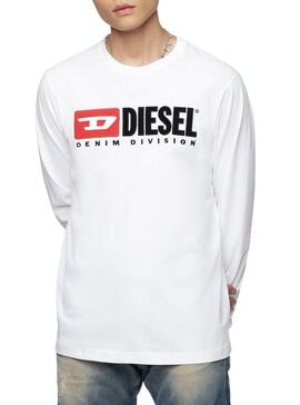 T-Shirt Diesel T-Just Division LS Homme Blanc