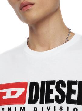 T-Shirt Diesel T-Just Division LS Homme Blanc
