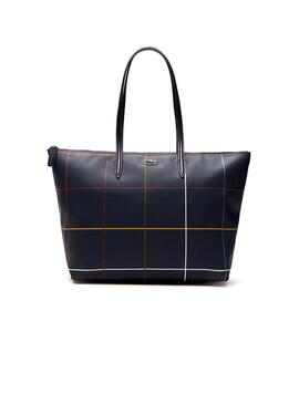 Sac Lacoste Tote Géométrique Bleu Femme