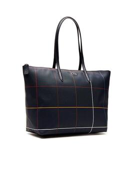 Sac Lacoste Tote Géométrique Bleu Femme