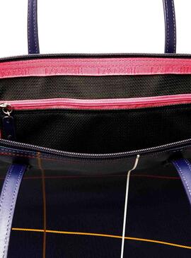 Sac Lacoste Tote Géométrique Bleu Femme