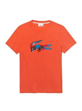 T-Shirt Lacoste Sport Croco Camo Orange Homme