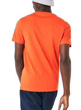 T-Shirt Lacoste Sport Croco Camo Orange Homme