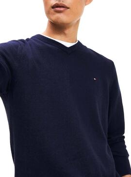 Pull Tommy Hilfiger Cashmere Marine Pour Homme