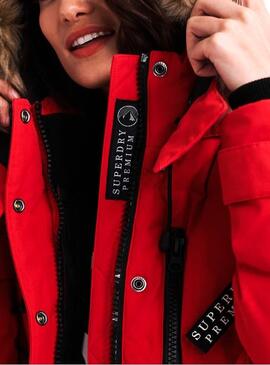 Parka Superdry Premium Down New Rescue Rouge Femme