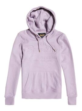 Sweat Superdry V logo Pastel Deboss Malva Femme