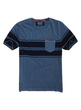 T-Shirt Superdry Dry Rayure PKT Bleu Homme