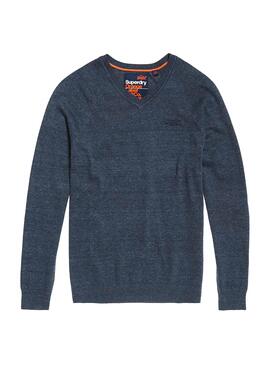 Pull Superdry Etiquette orange Bleu pour Homme