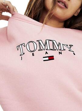 Sweat Tommy Jeans Essential Logo Rose Femme
