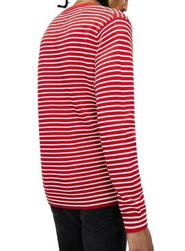 Pull Tommy Jeans Essential Stripe Rouge Homme