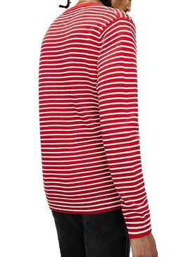 Pull Tommy Jeans Essential Stripe Rouge Homme