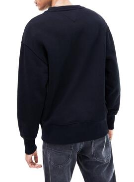 Sweat Tommy Jeans Flag Noir Pour Homme