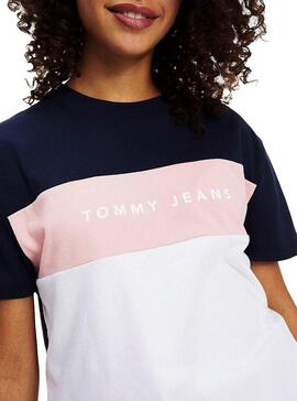 T-Shirt Tommy Jeans Stripe Logo Cropped Femme