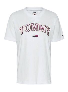 T-Shirt Tommy Jeans Neon Collegiate Blanc Femme