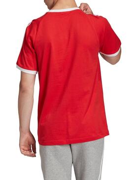 T-Shirt Adidas 3 Stripes Rouge Pour Homme