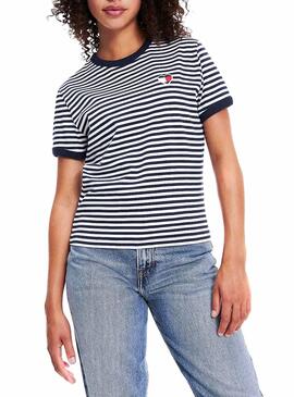 T-Shirt Tommy Jeans Stripe Heart Pour Femme