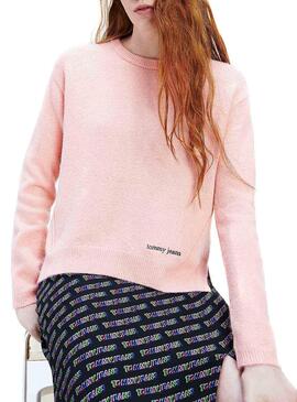 Pull Tommy Jeans - Point de côté rose pour Femme