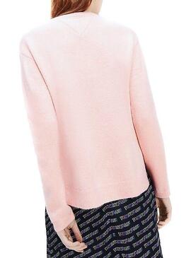 Pull Tommy Jeans - Point de côté rose pour Femme