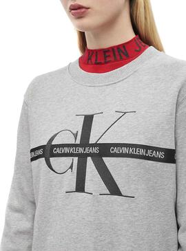 Robe Calvin Klein Taping Monogram Gris Femme