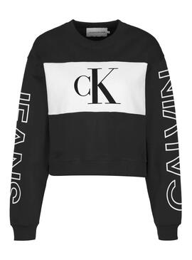Sweat Calvin Klein Blocking Logo Noir Femme
