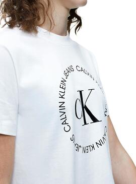 T-Shirt Calvin Klein Jeans Round Logo Blanc