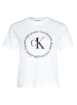 T-Shirt Calvin Klein Jeans Round Logo Blanc